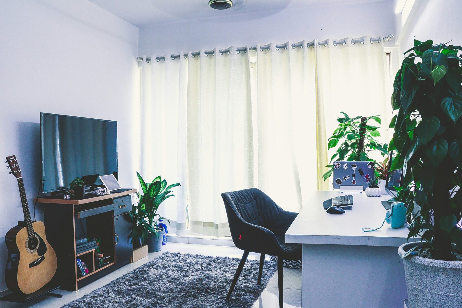 empty white wooden desk